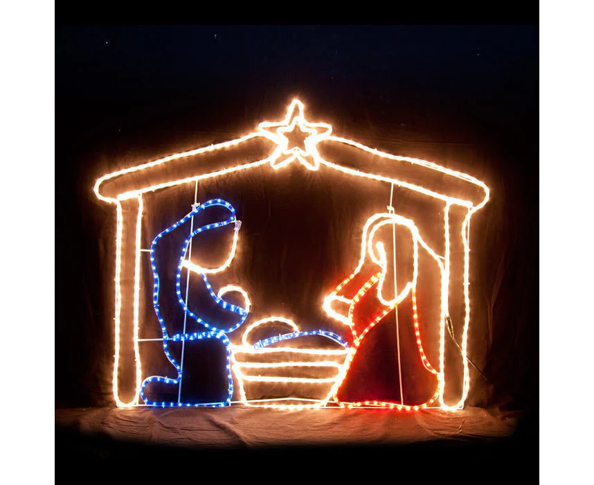 LED Nativity Scene Christmas Motif Rope Light Display