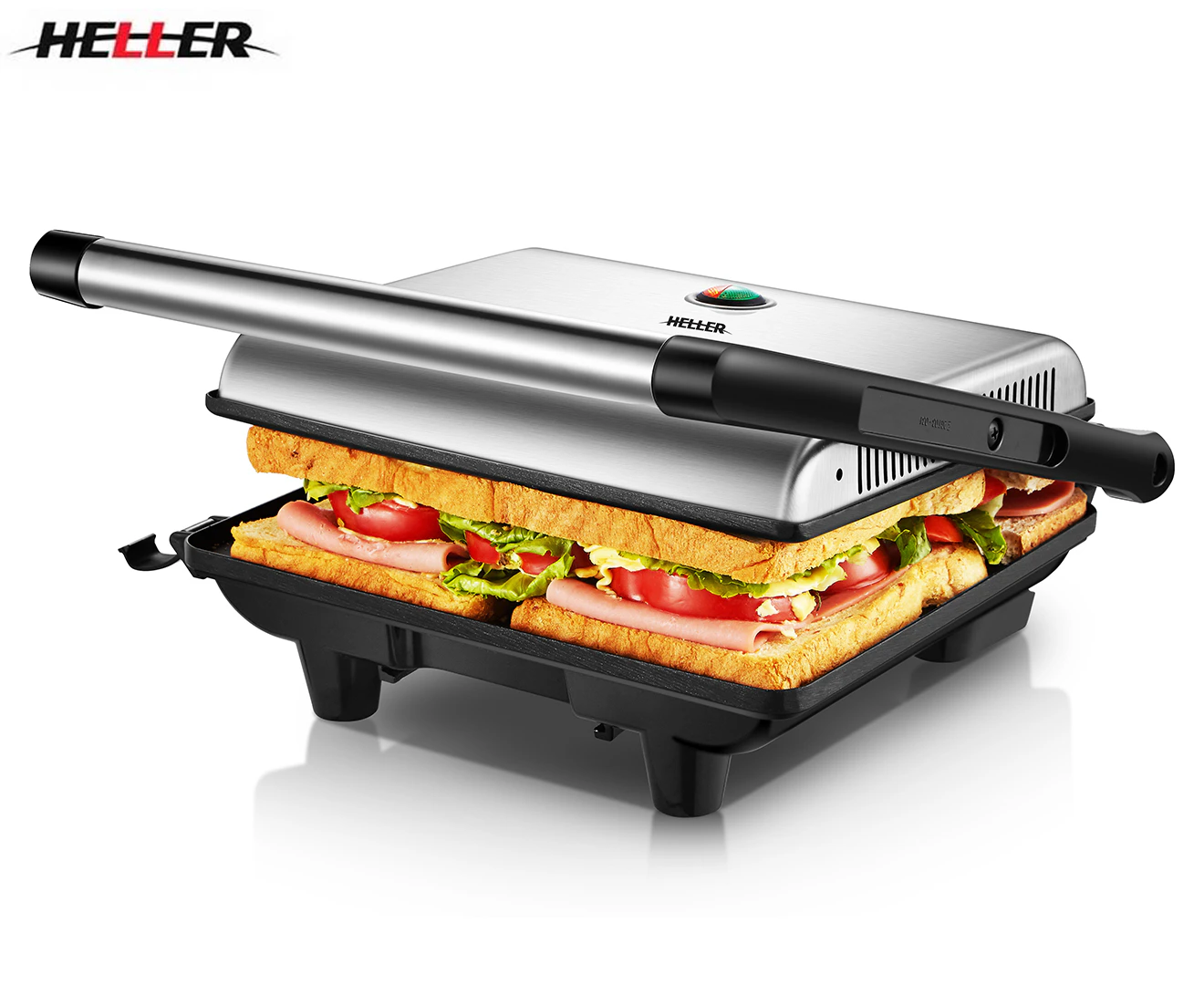 Heller 4 Slice Stainless Steel Sandwich Press/Maker/Non Stick Loaf Bread Toaster