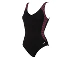 Arena Women's Jayne Squared Back One-Piece Swimsuit - Black/Pink