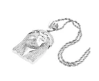 Iced Out Bling Hip Hop Chain - JESUS silver - Silver
