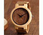 Wooden Watch Quartz Wrist Watch Bamboo Wristwatch Bracelet-Brown