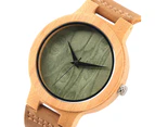 Natural Wood Watches Men's Vintage Wooden Watch Bamboo Wristwatch Bracelet-Green