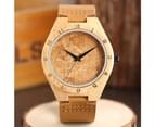 Bamboo Watches Engraving Phoenix Dial Quartz Watch Analog Leather Strap Bamboo Handmade Bamboo Wristwatch-Brown 2