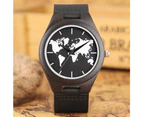 Mens Watch Wooden Band Quartz Watches Creative Luminous Bamboo Wristwatch-Black