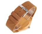 Women Bamboo Wood Watch Leather Quartz Wristwatch Ladies Elegant Wooden Bracelet-Yellow 5