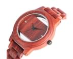 Wooden Watch Modern Men Bamboo Quartz Wristwatch Bamboo Wristwatch-Red 4
