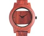 Wooden Watch Modern Men Bamboo Quartz Wristwatch Bamboo Wristwatch-Red 5