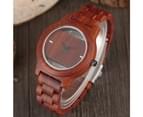 Wooden Watch Modern Men Bamboo Quartz Wristwatch Bamboo Wristwatch-Red 6