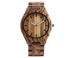 Men Wooden Watch Hot Quartz Wrist Watches Strap Clock Bamboo Wristwatch-Brown