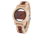 Wooden Watch Modern Men Bamboo Quartz Wristwatch Bamboo Wristwatch-Red