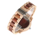 Wooden Watch Modern Men Bamboo Quartz Wristwatch Bamboo Wristwatch-Red