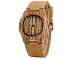 Bamboo Wooden Watch Men Unique Quartz Creative Watches Bamboo Wristwatch-Brown