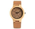 Ladiies Watches Natural Bamboo Clock Women Bamboo Wristwatch Bracelet-Coffee 1