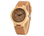 Ladiies Watches Natural Bamboo Clock Women Bamboo Wristwatch Bracelet-Coffee 3