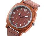 Men's Bamboo Wooden Watches Quartz Wrist Watch Bamboo Wristwatch Bracelet-Red
