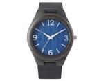 Charming Quartz Wooden Watch Arabic Numerals Dial Leather Band Wooden Wristwatch-Blue 1