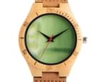 Trendy Quartz Wooden Watch Green Dial Leather Band with Pin Buckle Wristwatch 4