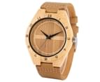 Generous Men's Quartz Watch Leather Strap Wooden Wristwatch-Brown 3