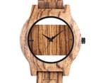 Wooden Watch Modern Men Bamboo Quartz Wristwatch Bamboo Wristwatch-Brown 5