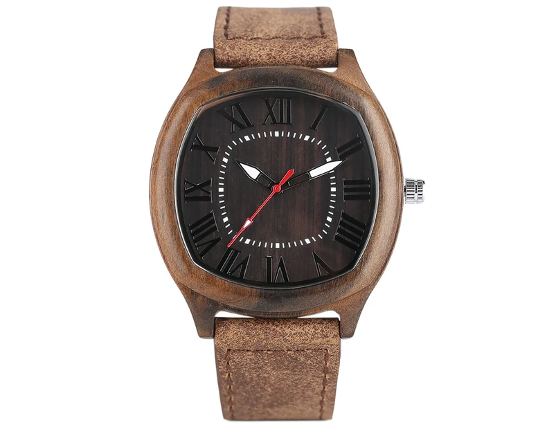 Unique Wood Watches Irregular Quartz Watch Handmade Bamboo Wristwatch-Black