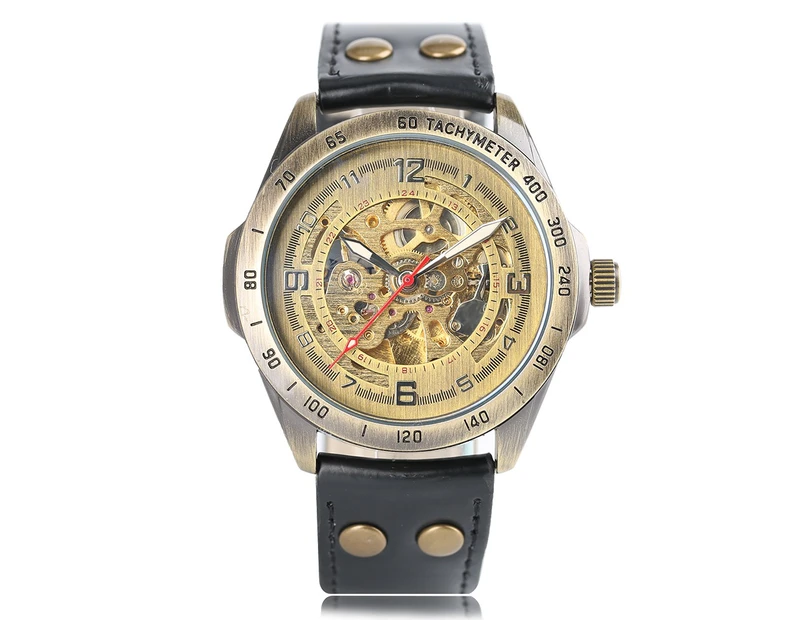SHENHUA Mens Watch Luxury Steel Case Automatic Movement Wristwatch Watch for Men-Bronze