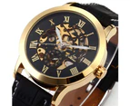Mens Watch Luxury Self-winding Mechanical Roman Number Wrist Watch Watch for Men-Black