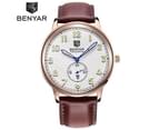 BENYAR Men's Watch Fashion Big Round Dial Quartz Analog Business Wrist Watch Watch For Men-White 1