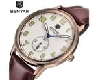 BENYAR Men's Watch Fashion Big Round Dial Quartz Analog Business Wrist Watch Watch For Men-White 4
