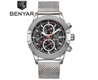 BENYAR Brand Watch Business Watches Chronograph Quartz Man Wristwatches for Men-Black