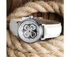 FORSINING Women's Watch Fashion Four-Leaf Clover Leather Wrist Watch Gift for Men-Silver 2