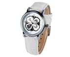 FORSINING Women's Watch Fashion Four-Leaf Clover Leather Wrist Watch Gift for Men-Silver 4
