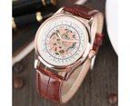 FORSINING Mens Watch Hand-Winding Mechanical Wrist Watch with Genuine Leather Band Watch for Men-White