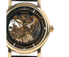 Men's Watch, Transparent Wristwatch Daily Waterproof Leather Men Watch, Gift for Men-Gold