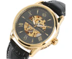 Mens Watch Casual Leather Automatic Self-Wind Stainless Steel Wrist Watch Watch for Men-Black