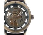 Fashion Men's Watch Leather Skeleton Dial Watch for Men Women Automatic Self-Wind Mechanical Wristwatch-Bronze 4