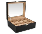 Cooper & Co 8-Compartment Faux Leather Watch Box - Black