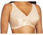 Exquisite Beige Womens 38D Front-Closure Floral Lace Full Coverage Bra 979