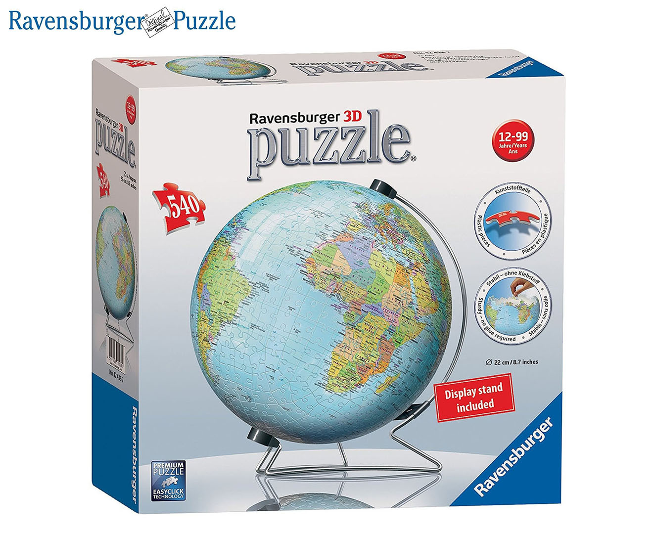 Ravensburger World Globe on a V-Stand 540 Piece 3D Jigsaw Puzzle for Adults  and