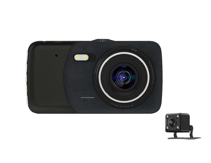 EE600 Dash Cam Dual Camera Reversing Recorder Car DVR Video 170° FHD 1080P 4" LCD