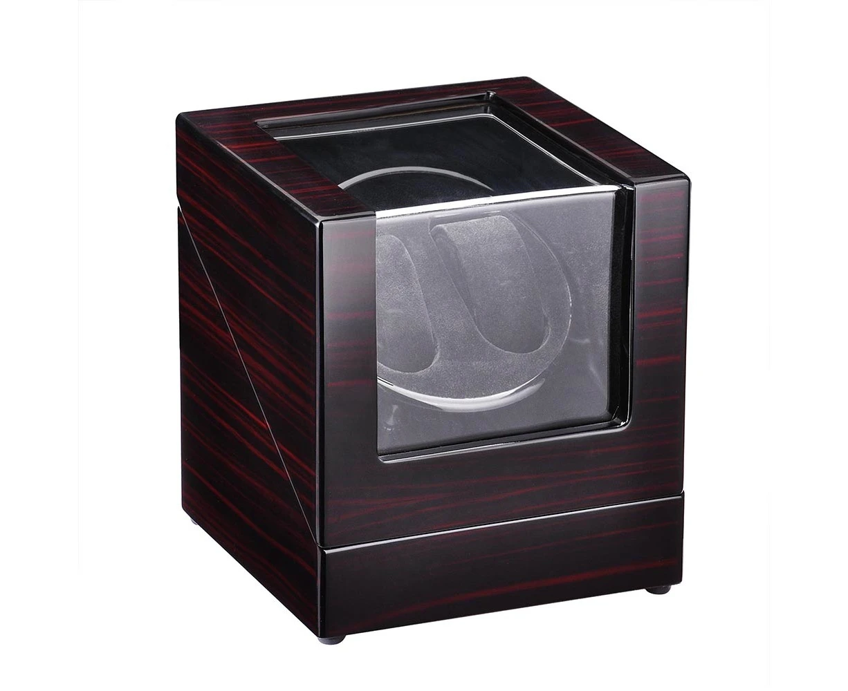 Yescom Automatic Dual Watch Winder Display Box Wooden Case Organizer Black Interior