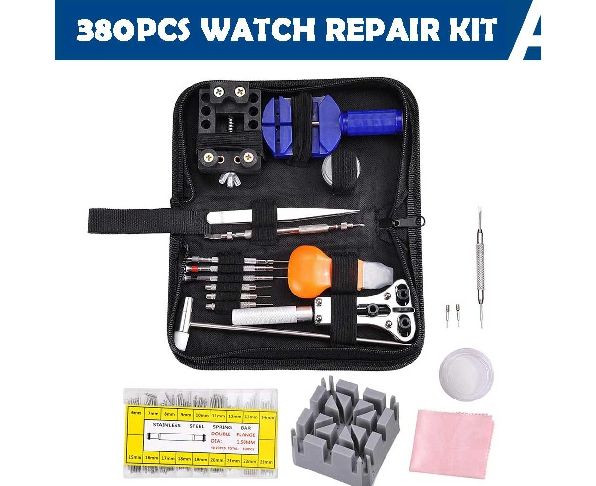 Yescom 380pcs Watch Repair Kit Back Case Opener Spring Bar Strap Pin Link Remover Tool