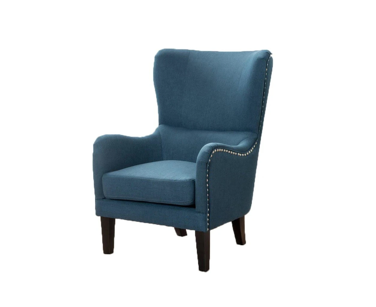 Salerno Dark Blue Fabric Wingback Armchair