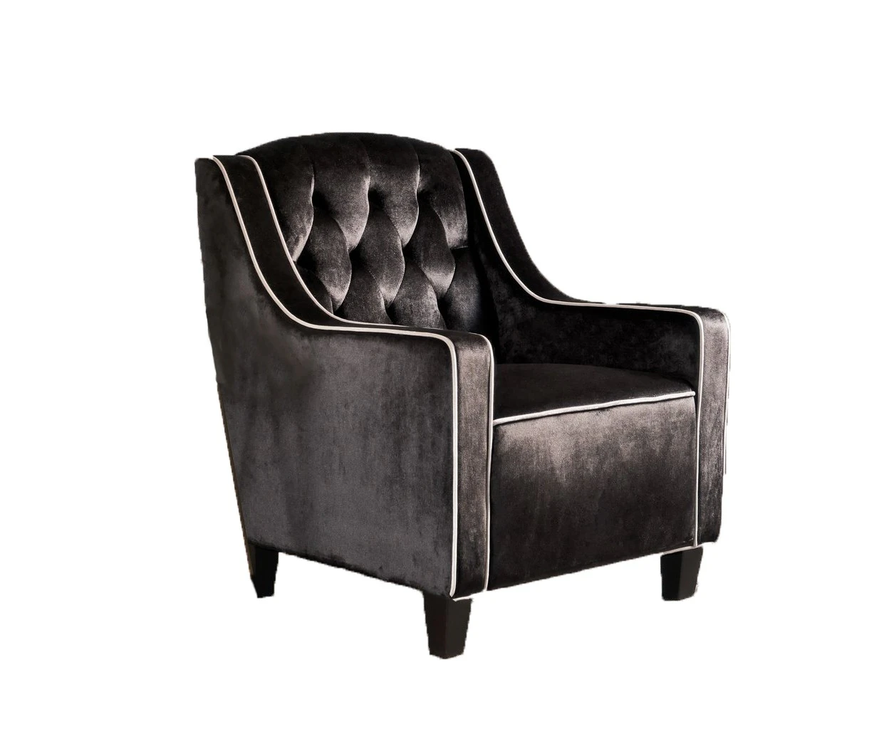 Milan Two Tone Tufted Black New Velvet Armchair