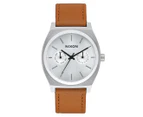 Nixon Men's 37mm Time Teller Deluxe Leather Watch - Silver Sunray