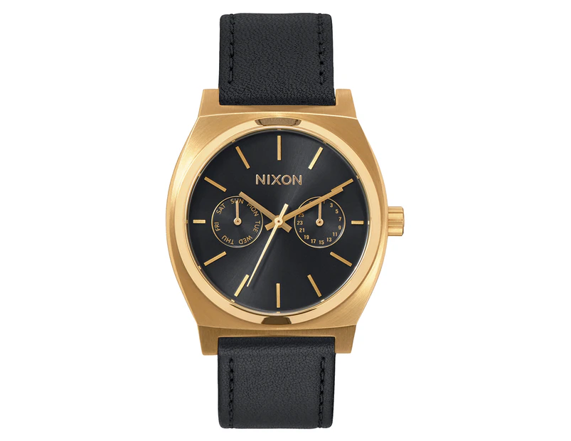 Nixon Men's 37mm Time Teller Deluxe Leather Watch - Gold/Black