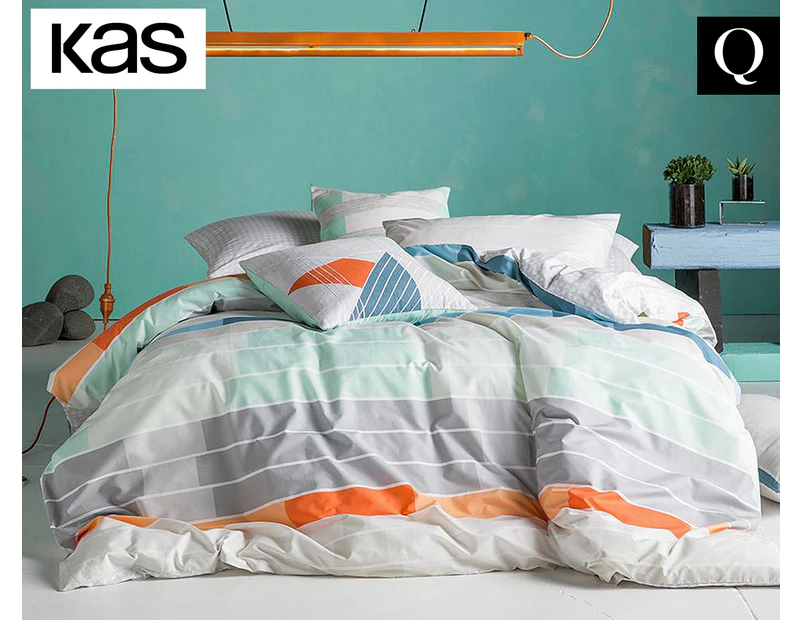 KAS Room Lockton Queen Bed Reversible Quilt Cover Set - Multi