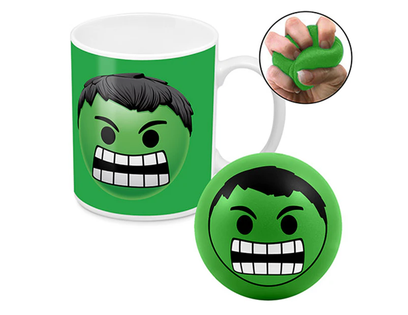 Marvel Hulk Emoji Mug & Stress Reliever Set - Green/White