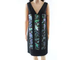 Vera Wang Black Sequin V-Neck Women's US Size 12 Sheath Dress