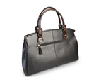 Rothbury Black Leather Weekender Overnight Business Bag