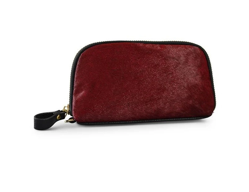 Carmichael - Ladies Brown Red Leather Cowhide Wristlet Wallet Women's Purse